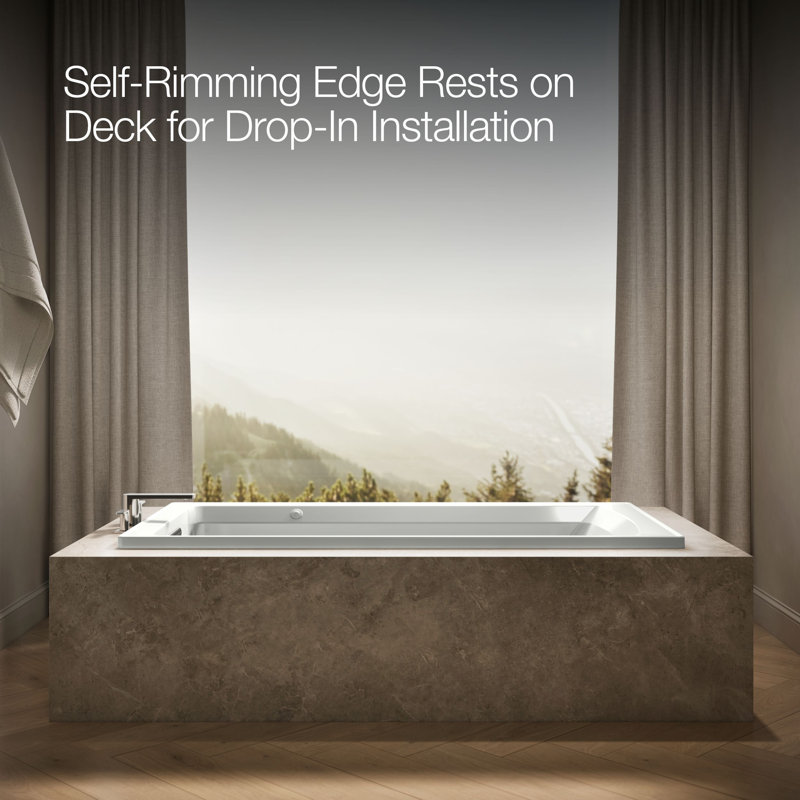 Archer® 72" x 36" Drop in Whirlpool Acrylic Bathtub, Ice Grey