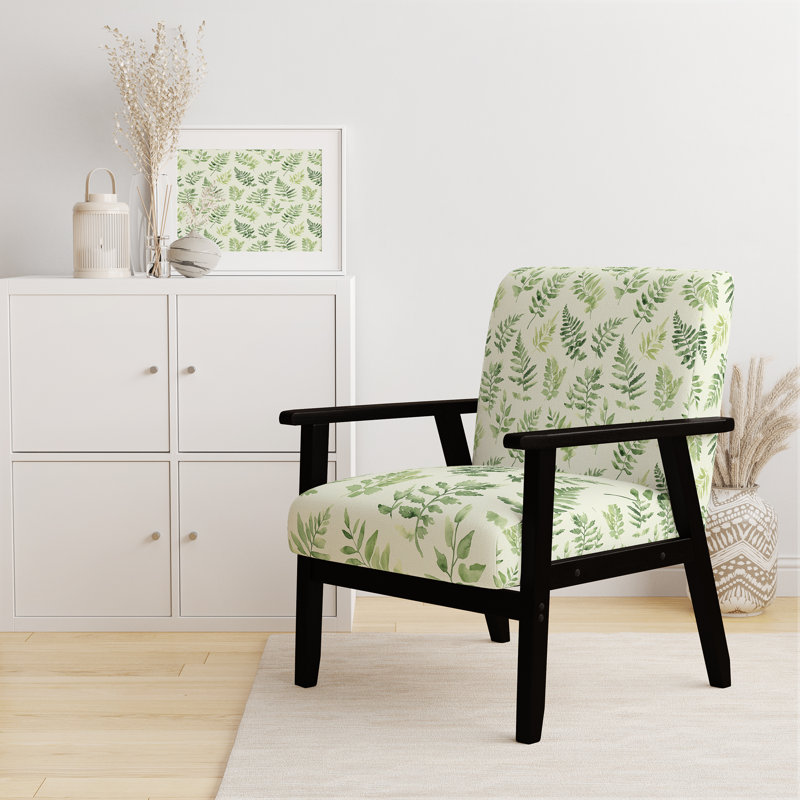 Chaise d'appoint Coastal - Fauteuil Fern Whisper Green, Accoudoirs carrés noirs