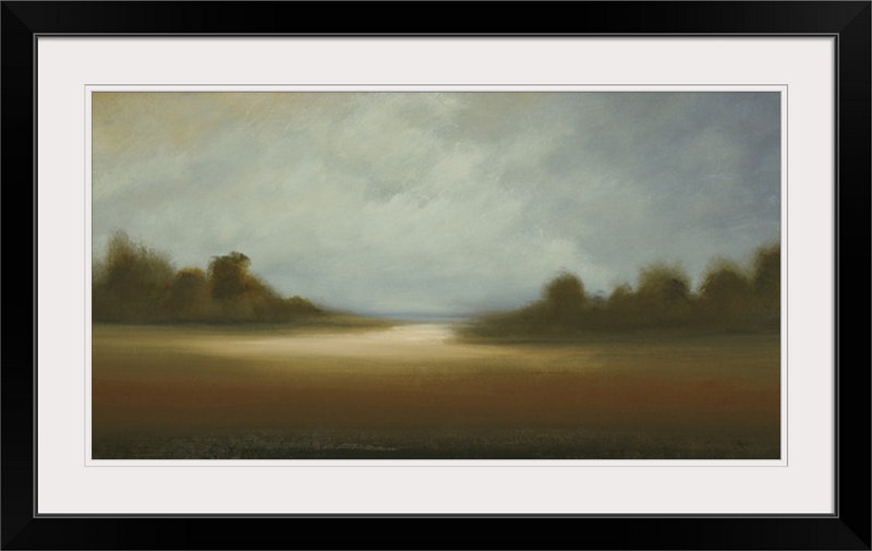 Dagan Peaceful Vista by Lisa Ridgers - Print, 32" H x 56" W x 1" D, White Framed