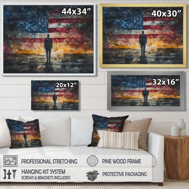 Ijanae démission du président Nixon sur drapeau des États-Unis II - patriotiste américain, art mural, H 12 po x l 20 po, Doré
