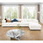 Canapé modulaire modulaire avec rangement, dossier cylindrique et accoudoirs pour un confort profond, durable et de soutien pour le salon, canapé modulaire en L à 4 places, blanc