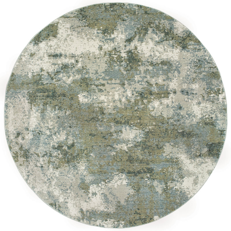 Tapis bleu / vert Knox, Rond 7 pi 10 po