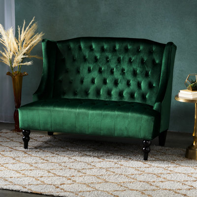 Fauteuil à oreilles moderne en velours avec un capitonnage exquis confortable et élégant