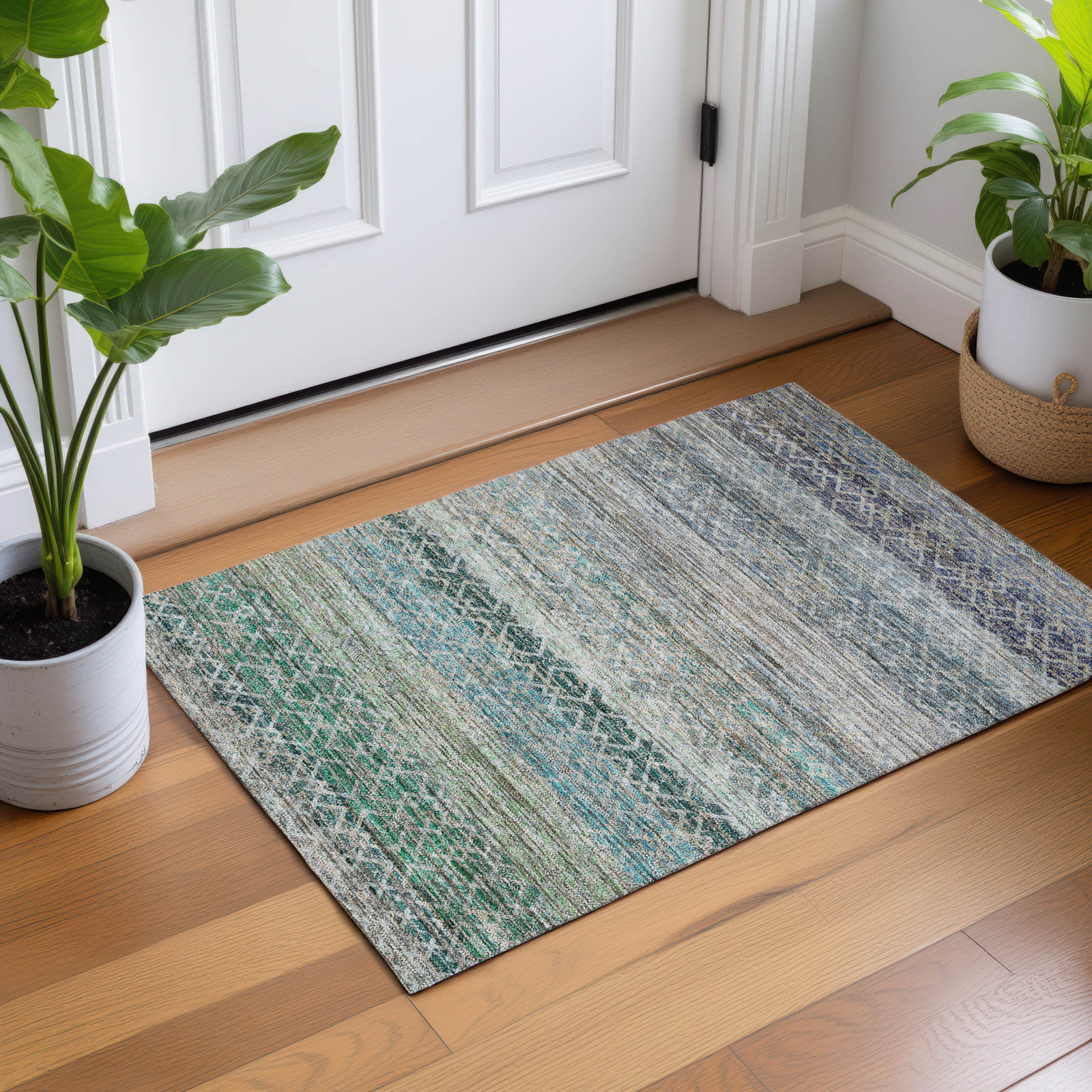 Tirico Geometric Casual Rug, Sky, 1'8" x 2'6"