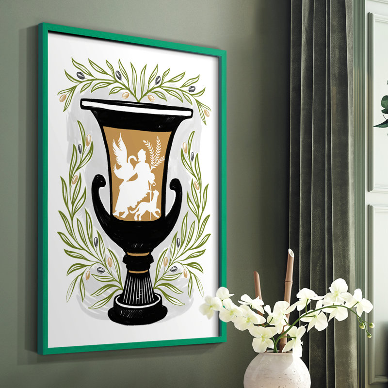 «Greek Vases I», reproduction encadrée - bois massif, Vert, H 10 po x l 8 po