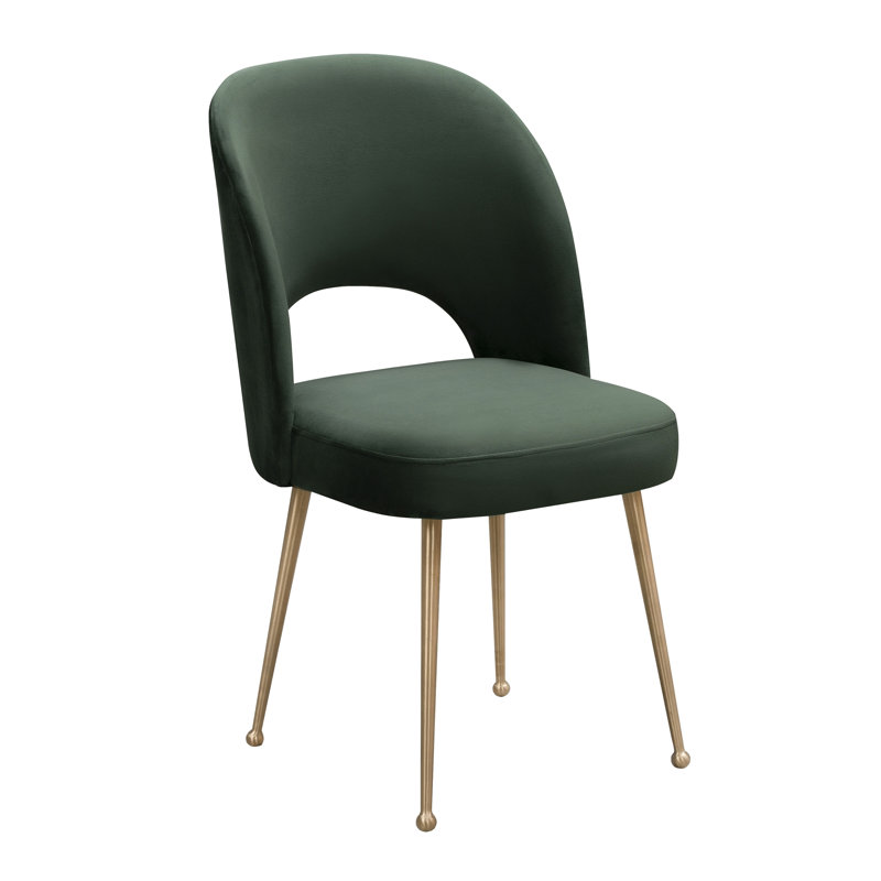 49cm H Velvet Upholstered Side Chair, Forest Green