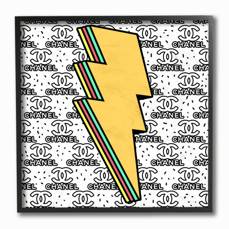 «Fashion Lightning Bolt Symbole over Glam» par Ziwei Li - impression d'art graphique, Giclée encadrée noir minuit