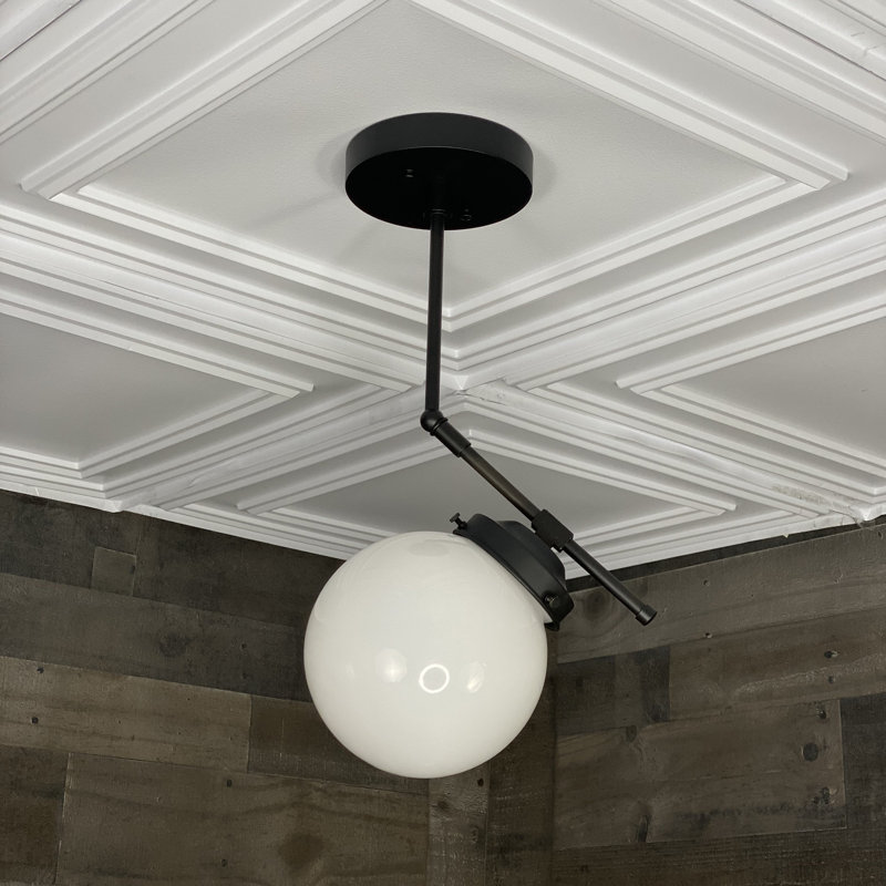 Plafonnier semi-encastré Gheorghe, Nickel poli, Blanc
