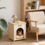 Maison solide pour petits chats, fonctionnant comme table d'appoint, jaune, design américain