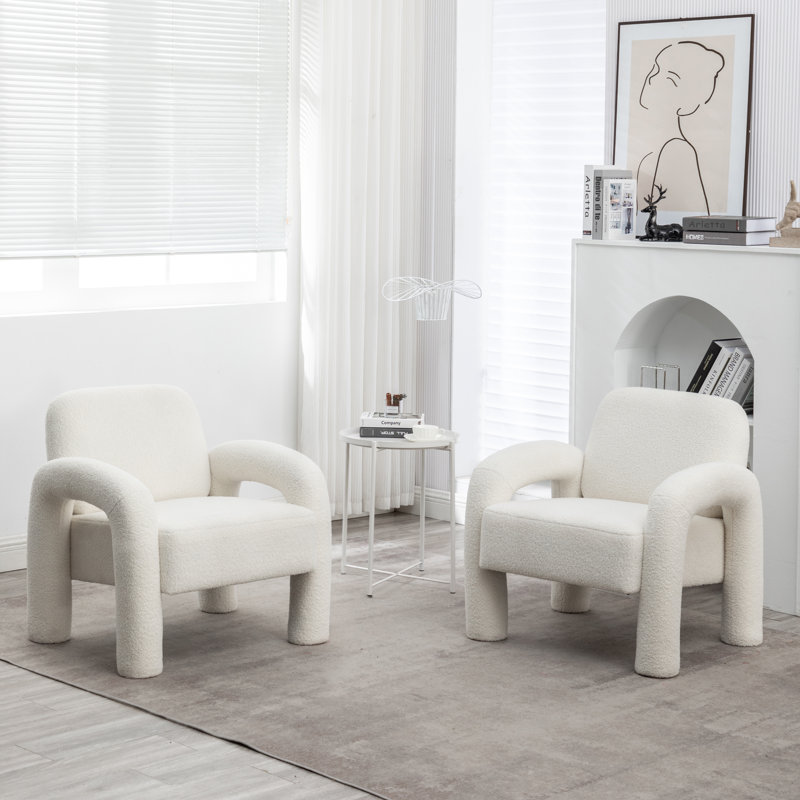 Ensemble de 2 accoudoirs larges Amrane de 28 po Amrane, Polyester beige