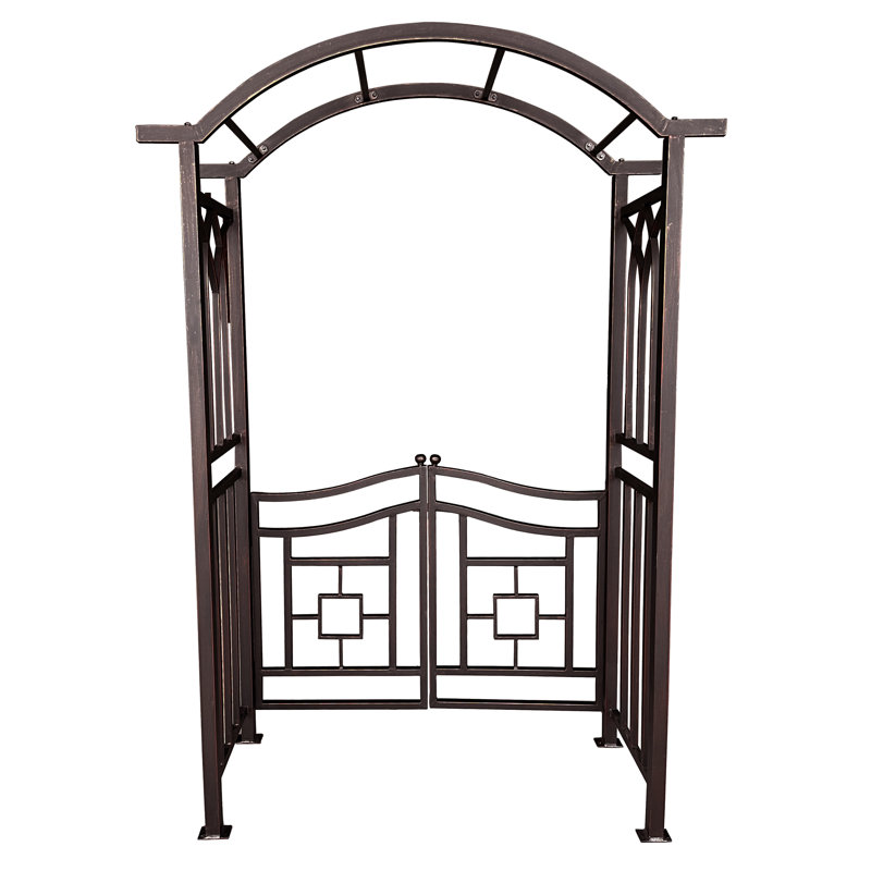 Arche de jardin en aluminium avec barrière, Bronze