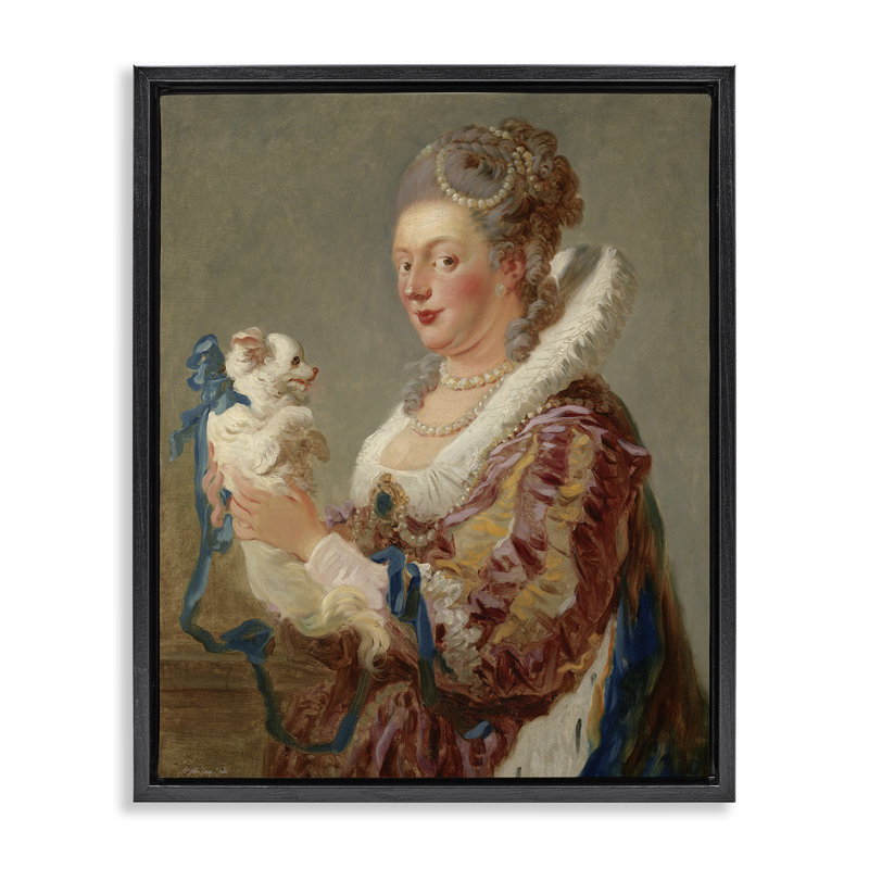 «Victorian Lady & Her Dog», art mural encadré sur toile flottante, design par Stellar Design Studio, H 21 po x l 17 po