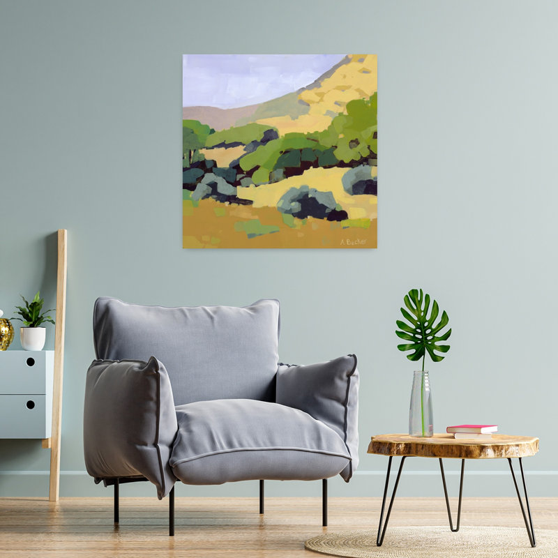 Hillside, paysage abstrait contemporain, art naturel, H 24 po x l 24 po