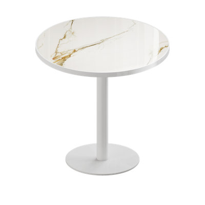 Round Modern Dinning Table 31.5 inches Bistro Table Tulip Table with Faux Marble top,Easy Assemble,Sturdy Metal Frame Diameter