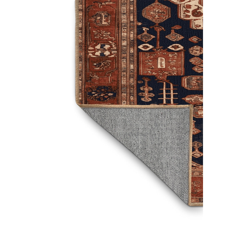 Machine Washable Turkish Brown Area Rug, Tapis de couloir 2 pi x 4 pi
