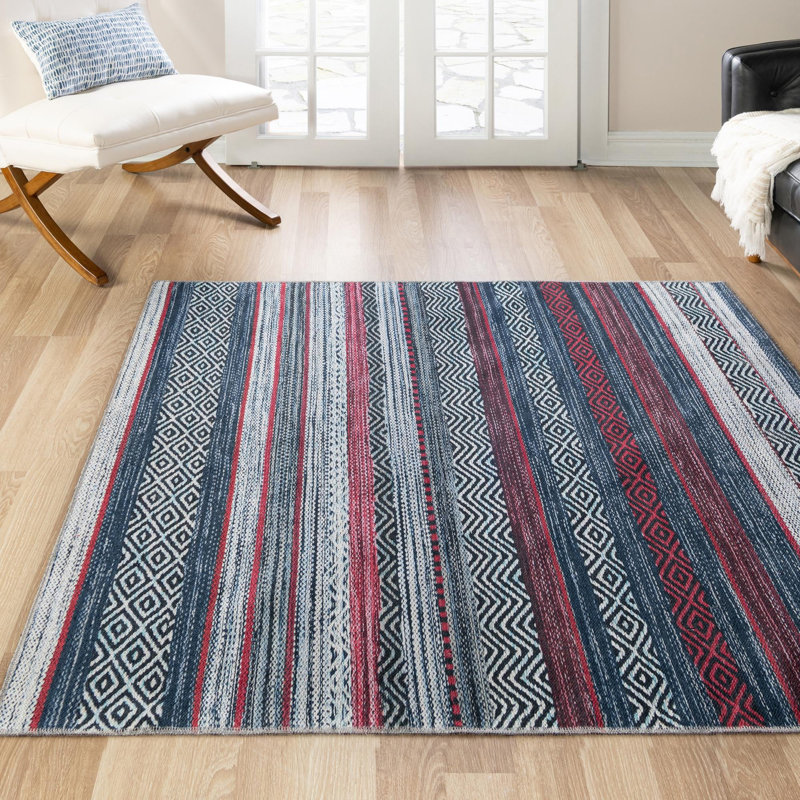 Aaroon Striped Indoor Rug, Square 5'