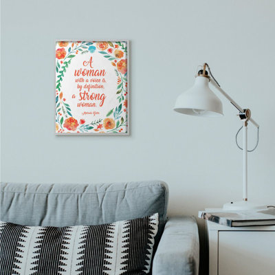 «Strong Woman Flower Inspirational Word Design», reproduction d'art textuel sur toile