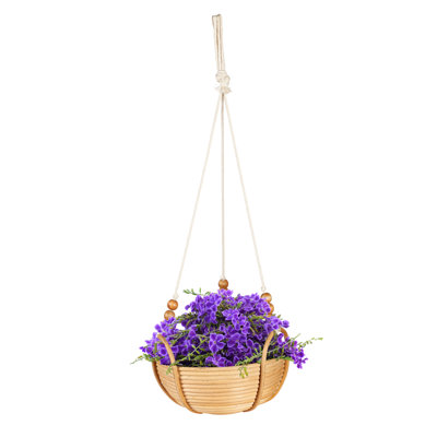 Pot à fleurs suspendu en rotin