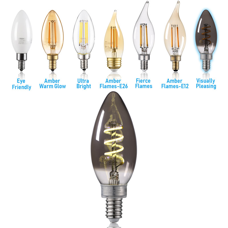 Ampoule à filament DEL C11, ampoule candélabre à intensité variable E12, verre gris fumé, blanc froid 4000K