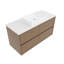 Meuble-lavabo mural simple 48 po avec comptoir en quartz blanc et lavabo en céramique, chêne naturel