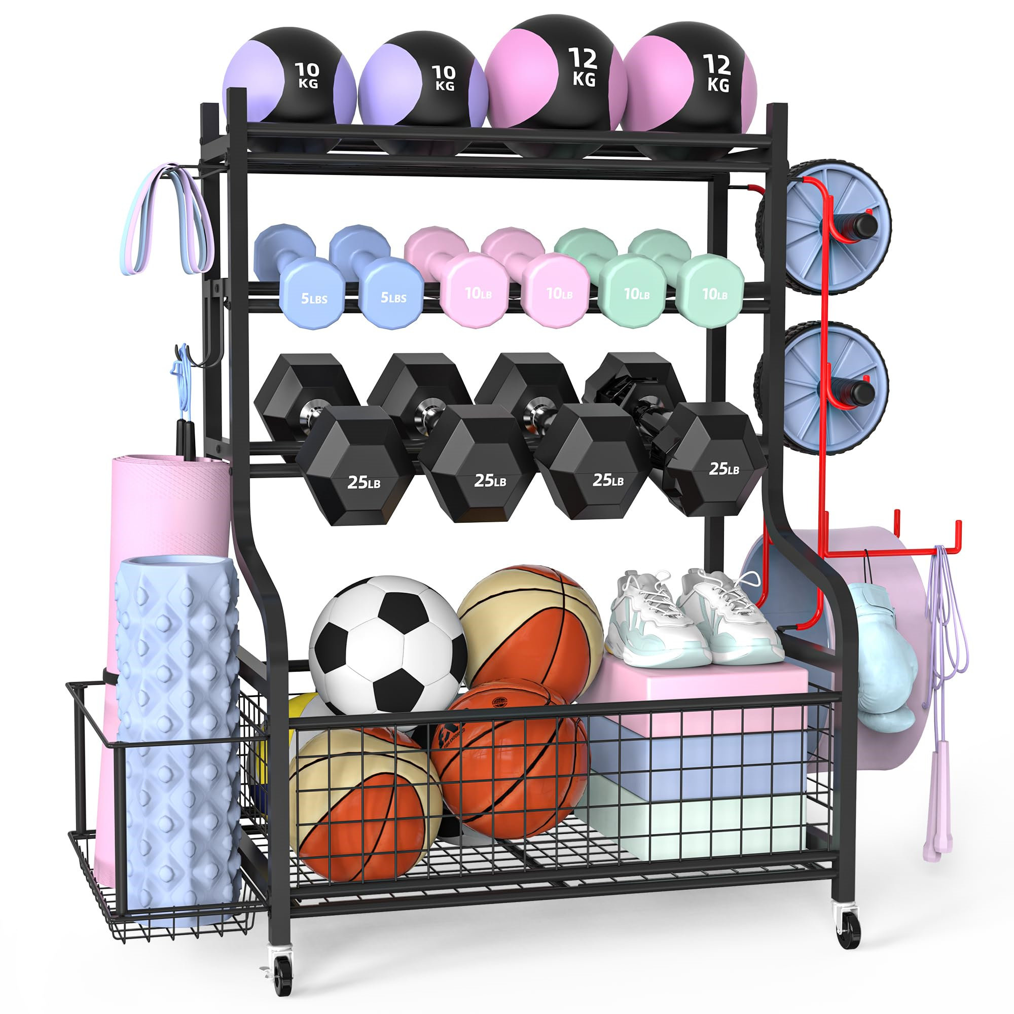 WFX Utility Dumbbell Rack - Home Gym Storage Weight Rack 360° Wheels ...