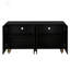 Buffet moderne cannelé avec rangement, élément courbe avec lignes strictes, armoire de rangement à 4 portes pour différentes pièces