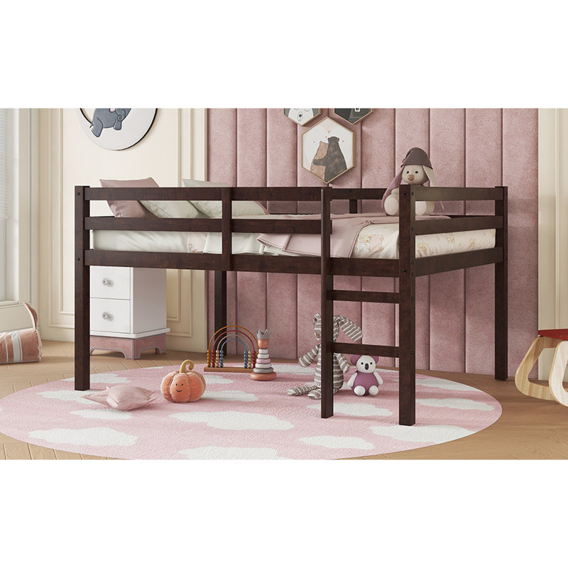 Lit mezzanine double en bois d'hévéa - Créez une chambre élégante avec des matériaux fiables