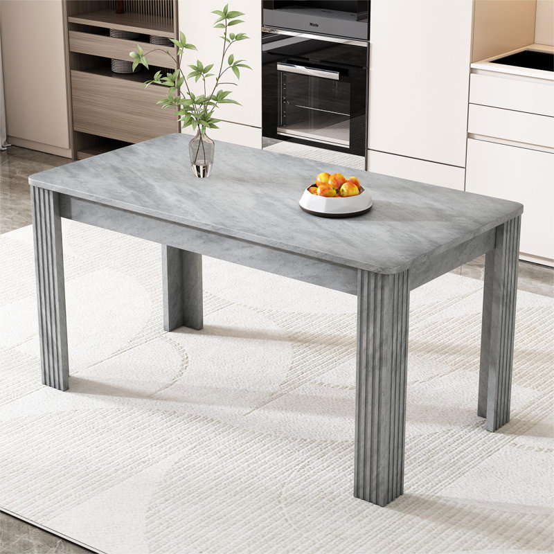 Dining Table Rectangular With 4 Legs, Gray