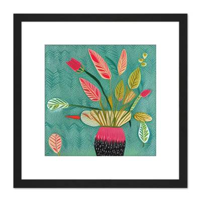 Triostar Plant Pot Green Red Pink Tricolour - Single Picture Frame Print