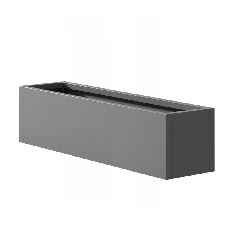 Durable Metal Rectangular Planter for All Environments and Various Plants, Gray
