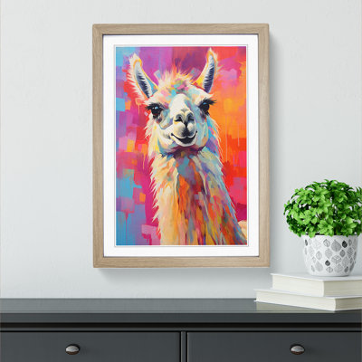 XYZ-FRM-V1223-4298 Llama Expressionism 1 Piece Single Picture Frame Wall Art