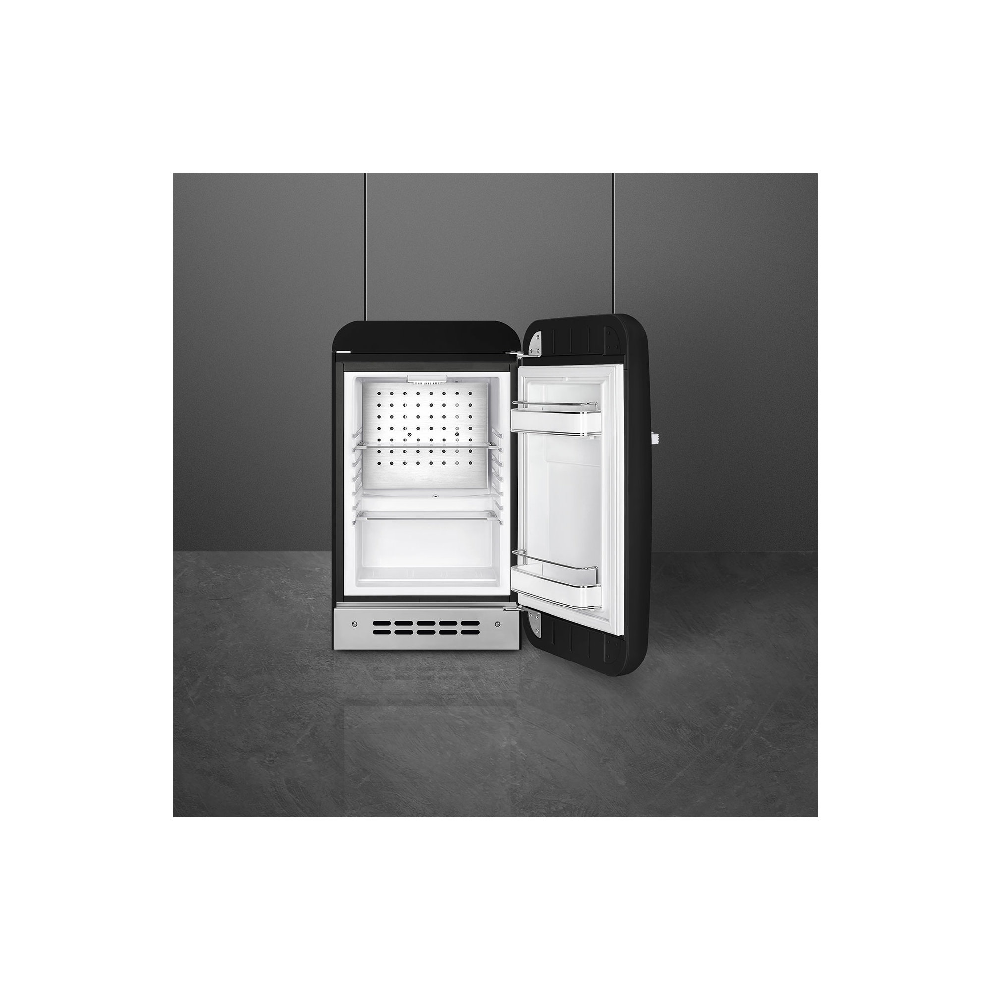 SMEG 50s Style Retro 1.2 cu. ft. Freestanding Mini Fridge, Black, Right