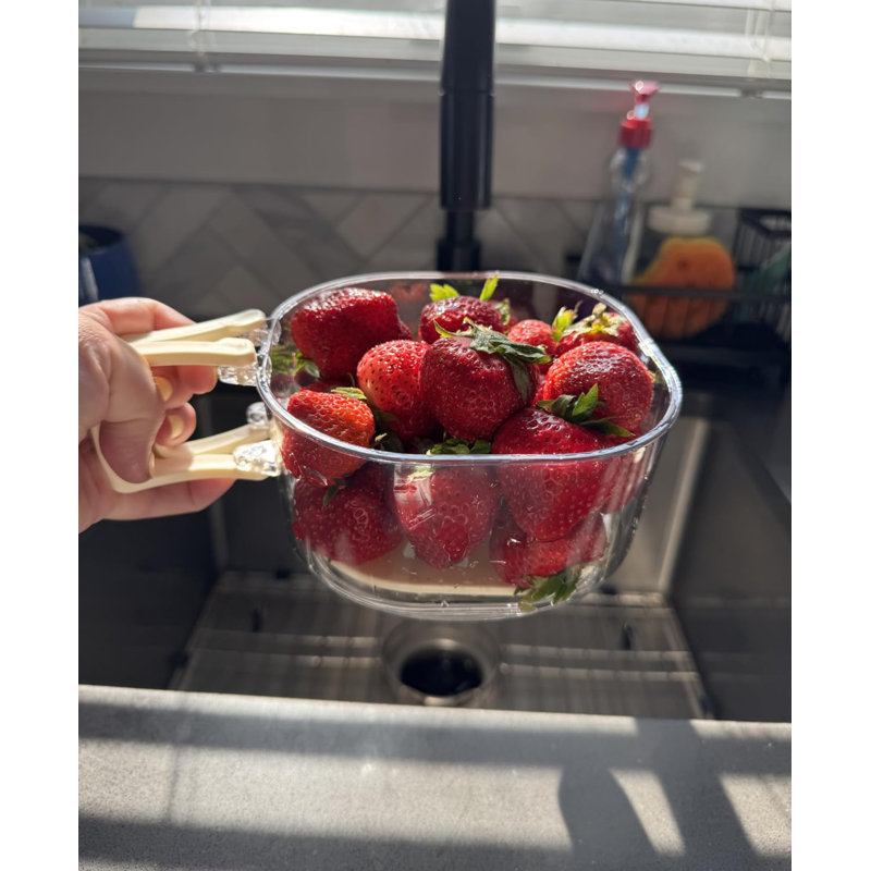 Passoire à fruits multi-usages avec poignée pliable, bol égouttoir à fruits empilable, contenant à collations réutilisable pour la cuisine et les pique-niques