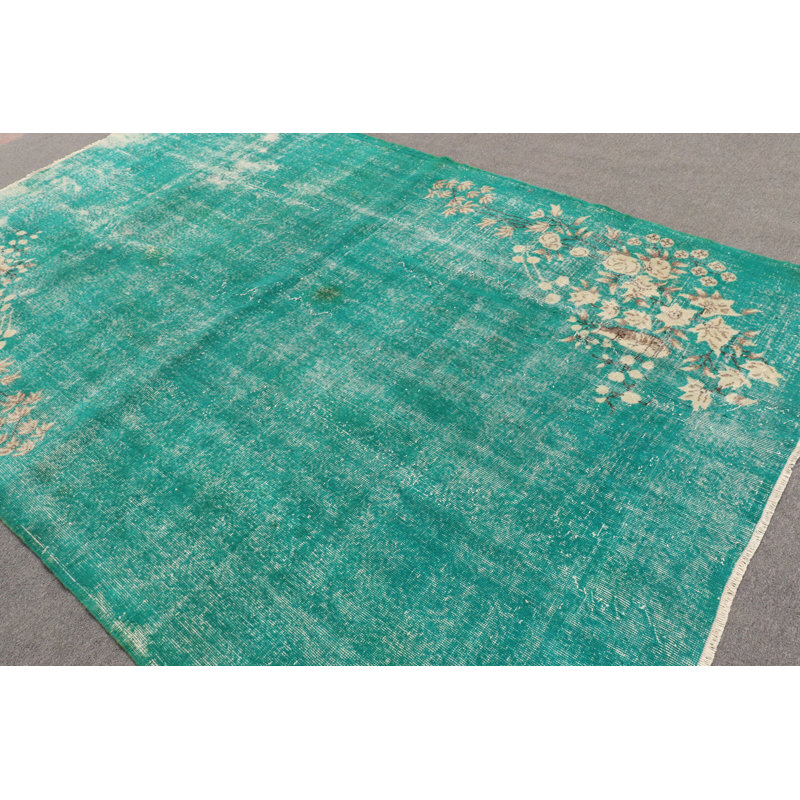 Grand tapis Oushak turc Anatolian au design marocain vert rétro pour le décor du salon