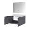 Meuble-lavabo de salle de bain gris foncé avec surface en quartz et Miroir - Espace de rangement intérieur spacieux-1552794700