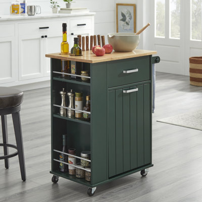 Chariot de cuisine avec plateau en bois massif Audy