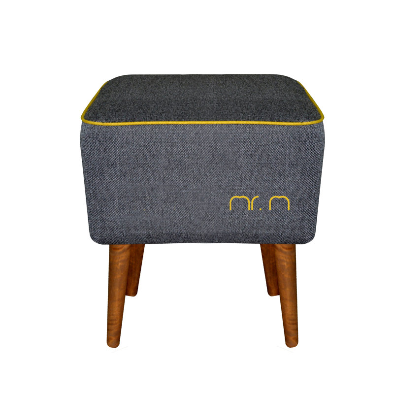 Mr. M 40cm Wide Square Standard Ottoman, Graphite/Yellow