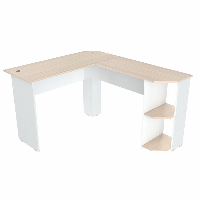 Juliahnna L-Shaped Writing Desk, Beige/White