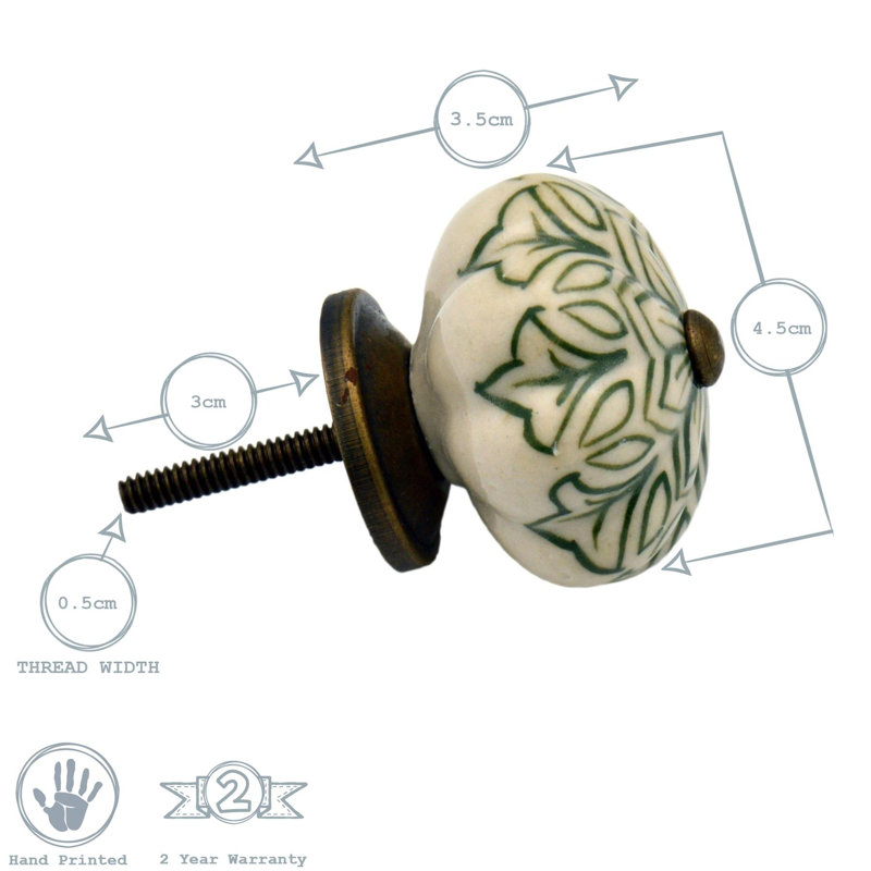 Nicola Spring - Floral Ceramic Cabinet Knobs, Light Blue