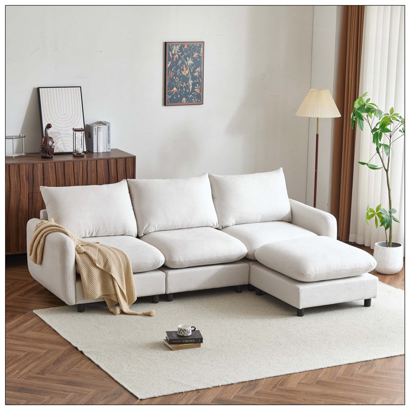 Canapé modulaire en L 4 pièces avec canapé et repose-pieds 4 pièces