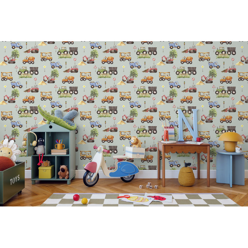 Papier peint Little Builders, Gris