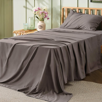 Bedsure Polyester Microfiber Sheet Set Hotel Luxury Sheets, Easy Care Cooling Bed Sheet Set 84GSM（65" x 95"）GentleSoft™️