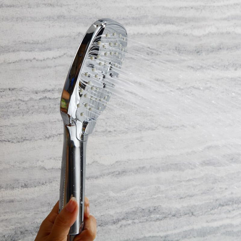 Système de douche chromé 16 pouces avec valve thermostatique et douchette, fixation murale