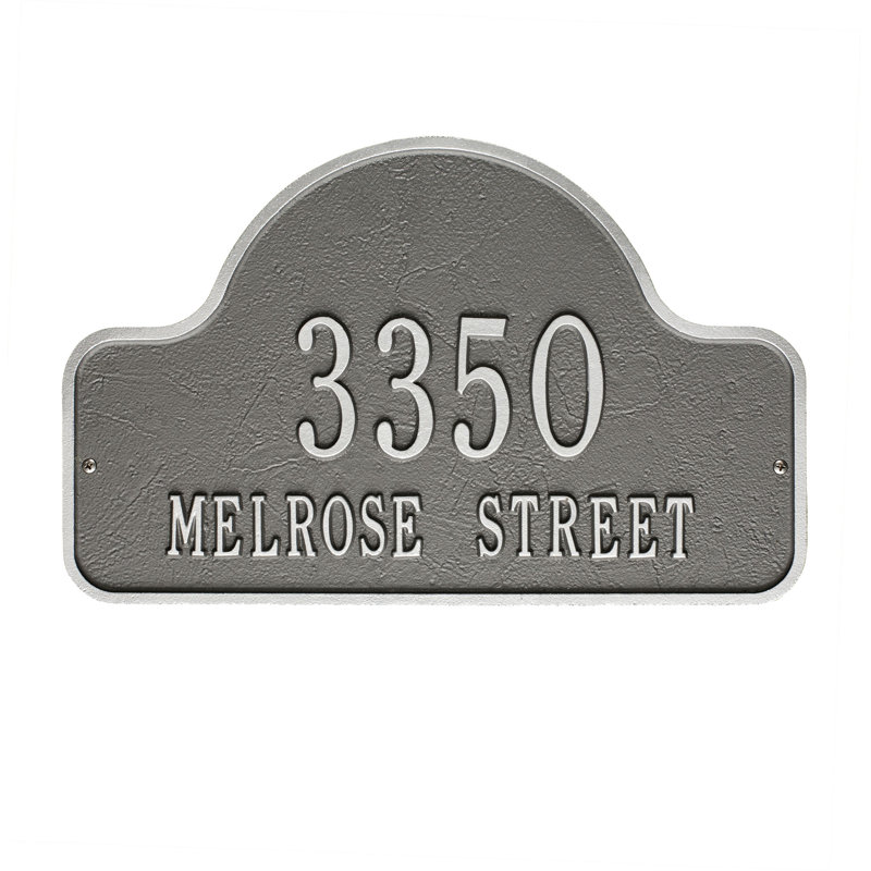 Lexy 2-Line Wall Address Plaque, Pewter/Silver, Yes