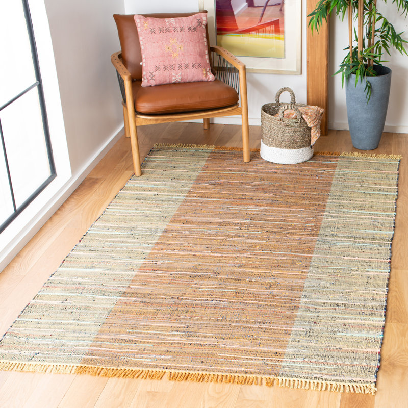 Tapis rayé en coton tissé à plat Rag, Rectangle 9 pi x 12 pi