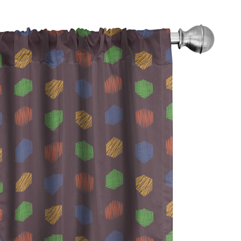 Geometric Semi-Sheer Rod Pocket Sliding Panel, 28" x 84"