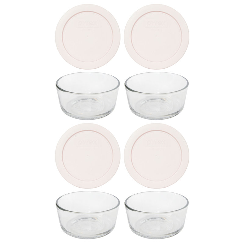 Bols en verre Pyrex 7200 et couvercles assortis 7200 PC, Nouveau rose