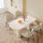 55.11" Modern Rectangle Cream White Dining Table Set with 6 Chairs for Kitchen, Bar, Living Room-418289499-423033009