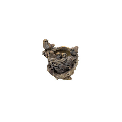 Faux Wood Birds Nest Planter