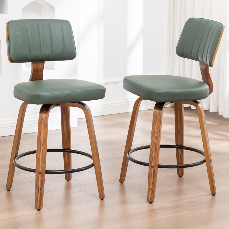 Swivel Upholstered Counter Stool, Green